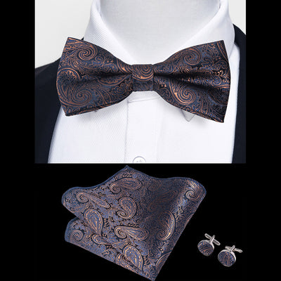 Ensemble Nœud Papillon Homme – Pochette & Boutons de Manchette Élegants