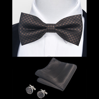 Ensemble Nœud Papillon Homme – Pochette & Boutons de Manchette Élegants