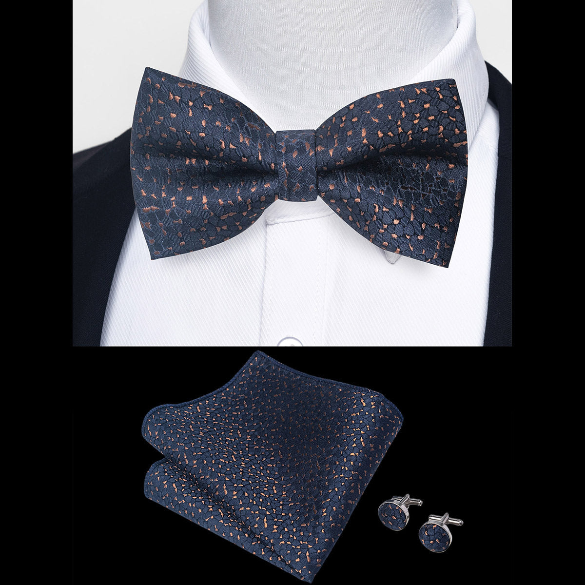Ensemble Nœud Papillon Homme – Pochette & Boutons de Manchette Élegants