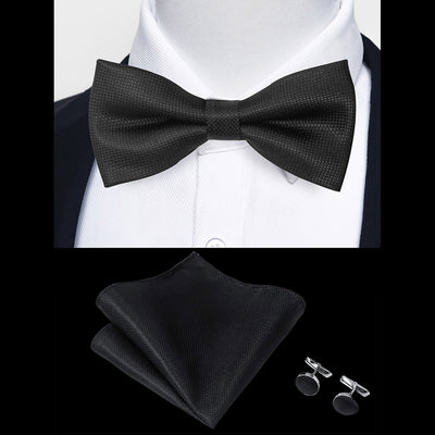 Ensemble Nœud Papillon Homme – Pochette & Boutons de Manchette Élegants