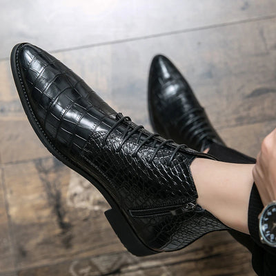 High Quality Low Heeled Lace Up Brown Chelsea Mens Boots Business Leather Men Designer Boots Fashion Casual Pointed Cowboy Boots