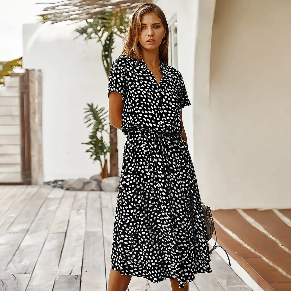 Savanna – Robe Fluide Boutonnée au Style Naturel