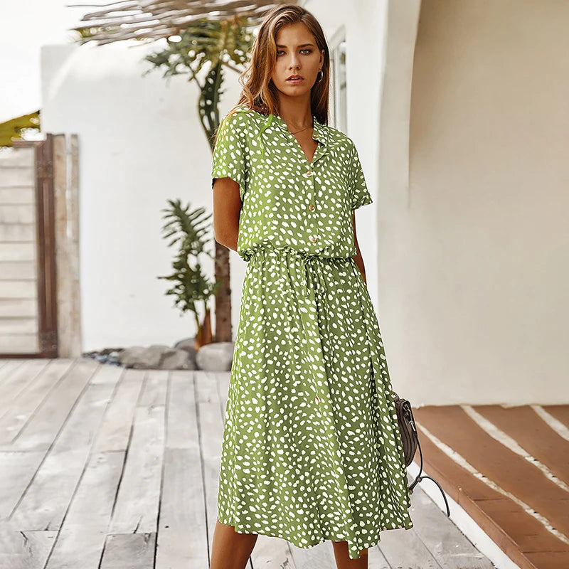 Savanna – Robe Fluide Boutonnée au Style Naturel