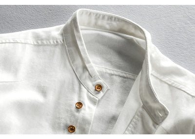 Mathis™ | Chemise Japonaise en Lin & Coton – Col Mao, Slim Fit et Respirante