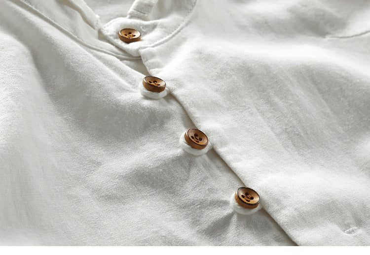 Mathis™ | Chemise Japonaise en Lin & Coton – Col Mao, Slim Fit et Respirante