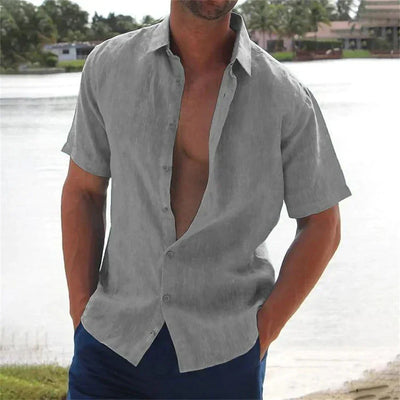 Calais™ - Chemise Décontractée Pull Bouton Lin Coton pour Hommes