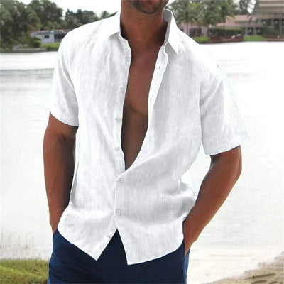 Calais™ - Chemise Décontractée Pull Bouton Lin Coton pour Hommes