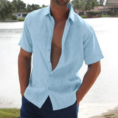 Calais™ - Chemise Décontractée Pull Bouton Lin Coton pour Hommes