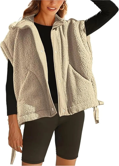Clémence™ – Gilet sans manches en sherpa pour femme | Douceur & Chaleur Élégante