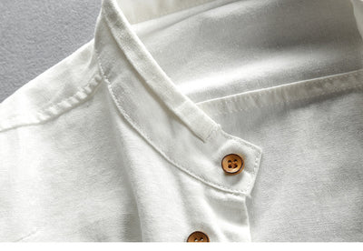 Mathis™ | Chemise Japonaise en Lin & Coton – Col Mao, Slim Fit et Respirante