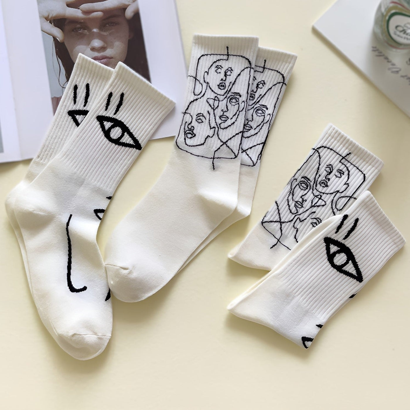 TOUS LES REGARDS™ – Chaussettes unisexe à imprimé abstrait (lot de 3)