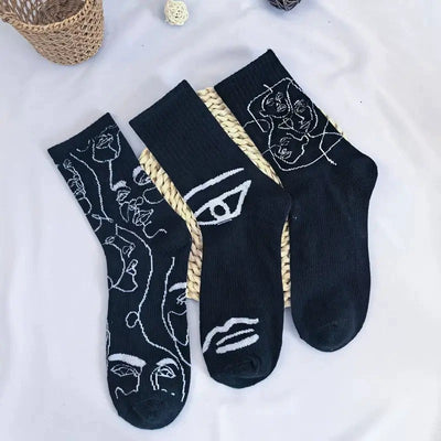 TOUS LES REGARDS™ – Chaussettes unisexe à imprimé abstrait (lot de 3)