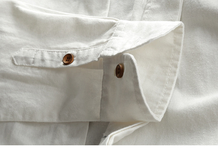 Mathis™ | Chemise Japonaise en Lin & Coton – Col Mao, Slim Fit et Respirante