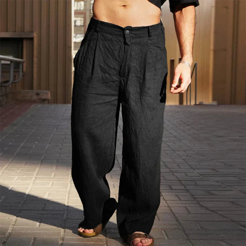 DARIO | Pantalon en lin élégant à jambe large