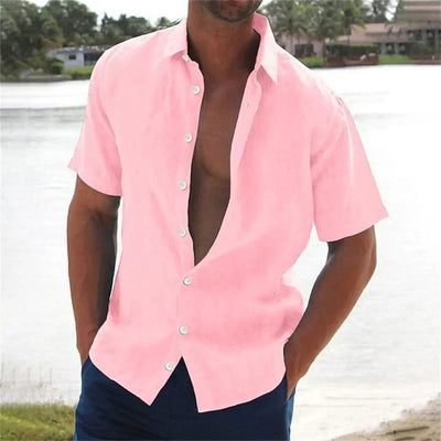 Calais™ - Chemise Décontractée Pull Bouton Lin Coton pour Hommes