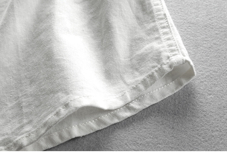 Mathis™ | Chemise Japonaise en Lin & Coton – Col Mao, Slim Fit et Respirante