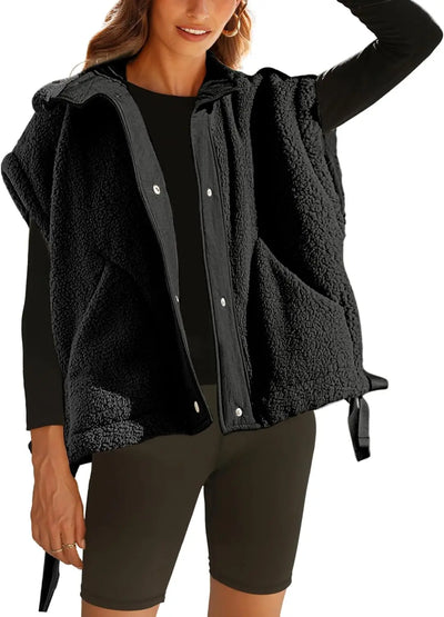 Clémence™ – Gilet sans manches en sherpa pour femme | Douceur & Chaleur Élégante