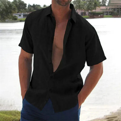 Calais™ - Chemise Décontractée Pull Bouton Lin Coton pour Hommes