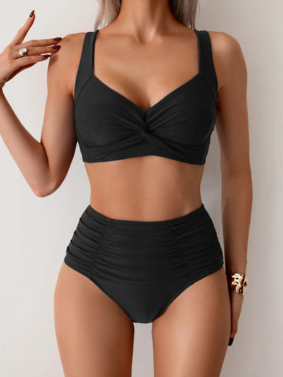 Nicoletta | Bikini Bandeau en Tissu Froissé
