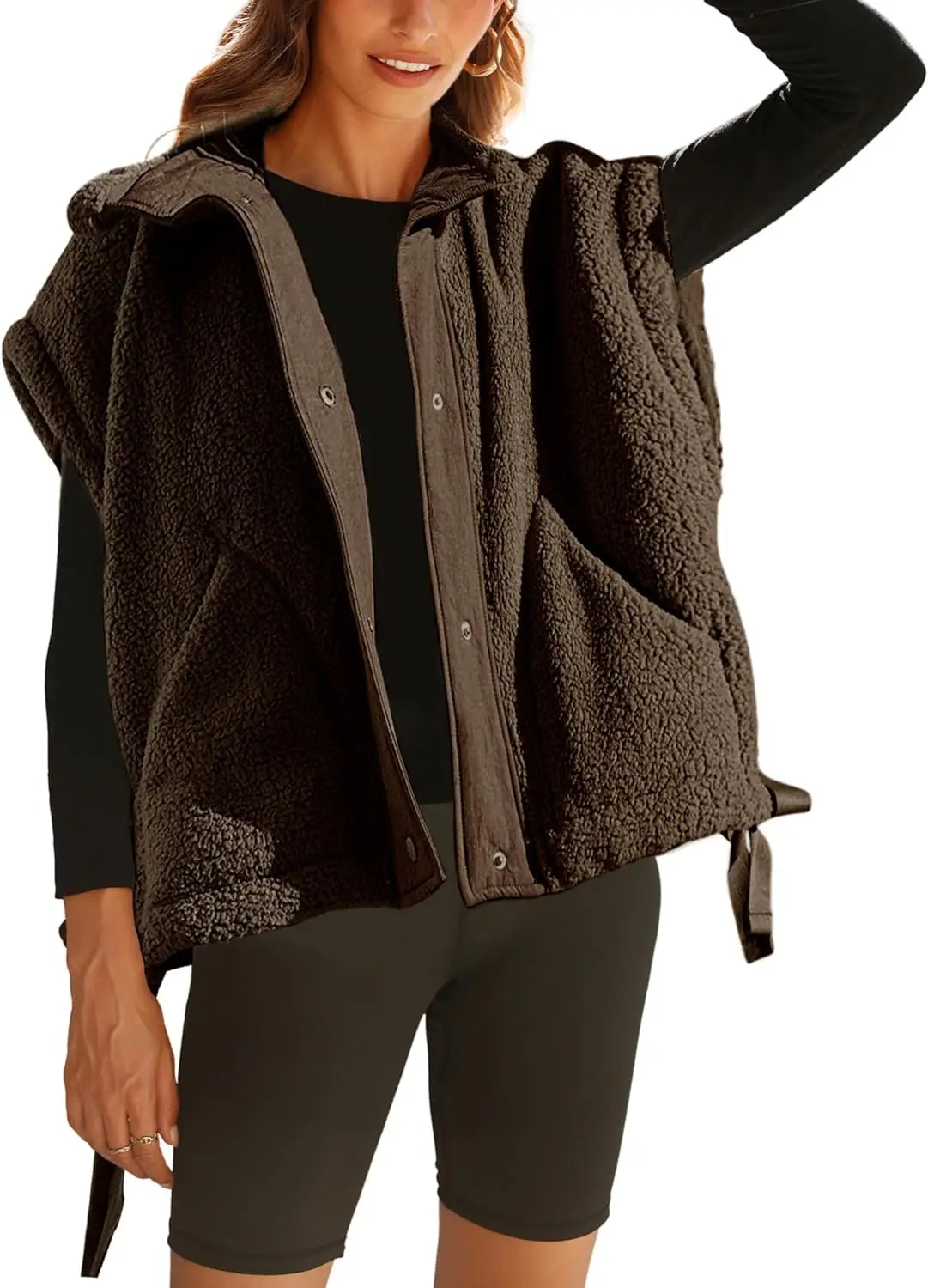 Clémence™ – Gilet sans manches en sherpa pour femme | Douceur & Chaleur Élégante