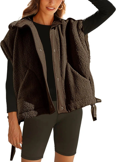 Clémence™ – Gilet sans manches en sherpa pour femme | Douceur & Chaleur Élégante