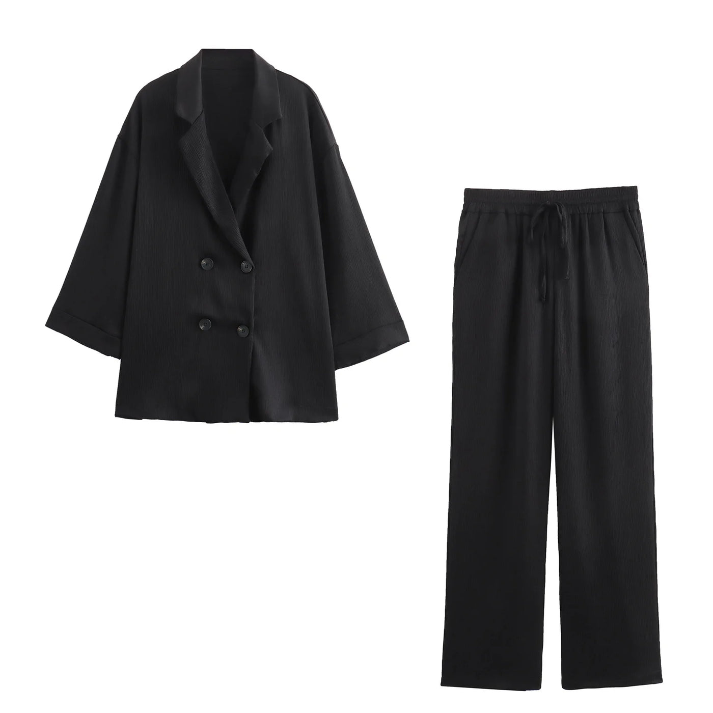Ensemble d’Automne Zaraéa™ – Veste Plissée Élégante & Pantalon Décontracté