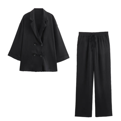 Ensemble d’Automne Zaraéa™ – Veste Plissée Élégante & Pantalon Décontracté