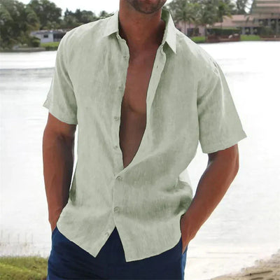 Calais™ - Chemise Décontractée Pull Bouton Lin Coton pour Hommes