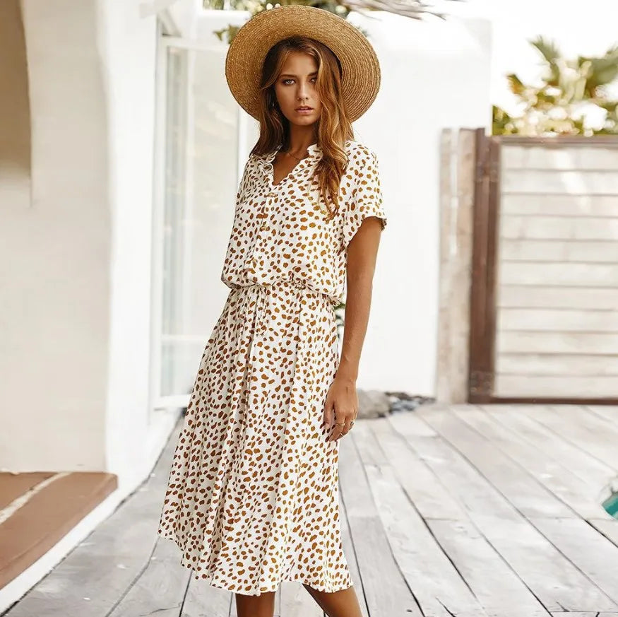 Savanna – Robe Fluide Boutonnée au Style Naturel