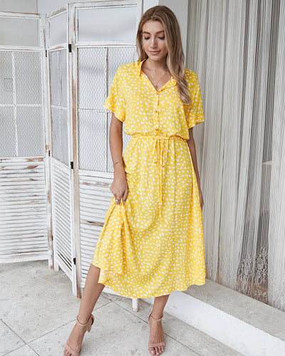 Savanna – Robe Fluide Boutonnée au Style Naturel