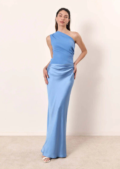 Amber™ – Robe Longue en Satin à Une Épaule