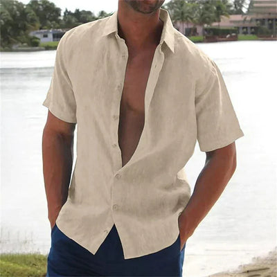 Calais™ - Chemise Décontractée Pull Bouton Lin Coton pour Hommes