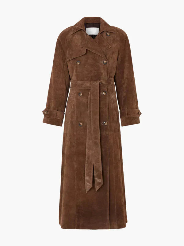 Geneviève | Suède trenchcoat met tijdloze finesse