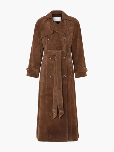Geneviève | Suède trenchcoat met tijdloze finesse