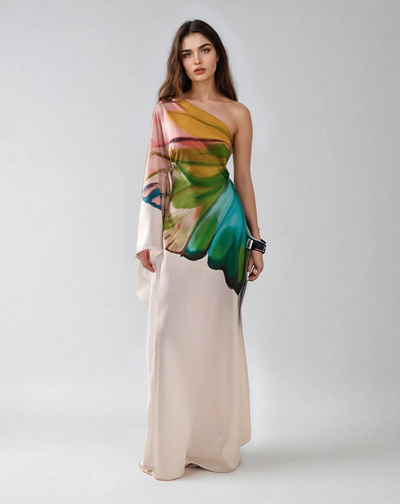 Florentine – Robe Crème Peinte à la Main