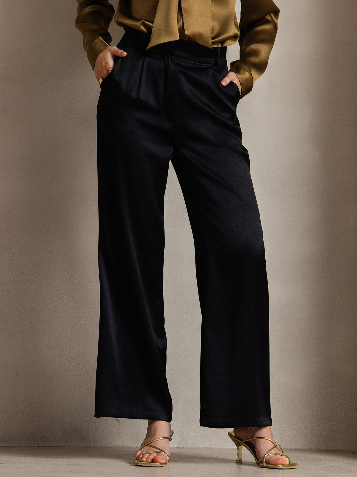 Pantalon de costume en soie classique et tendance 19 Momme, à jambes larges