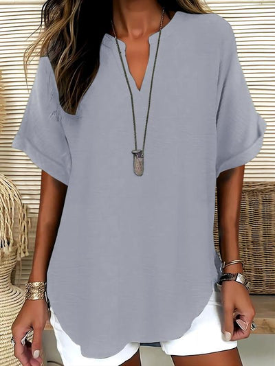 Élise – Blouse Fluide à Manches Courtes