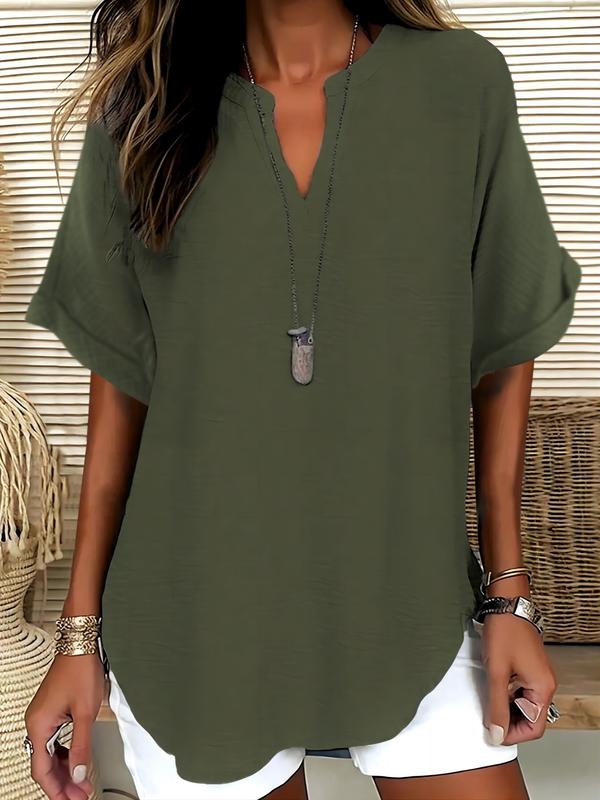 Élise – Blouse Fluide à Manches Courtes