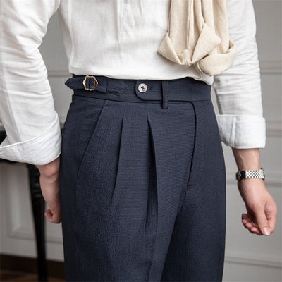 Pantalon à pinces aéré en seersucker Positano