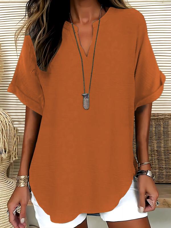 Élise – Blouse Fluide à Manches Courtes