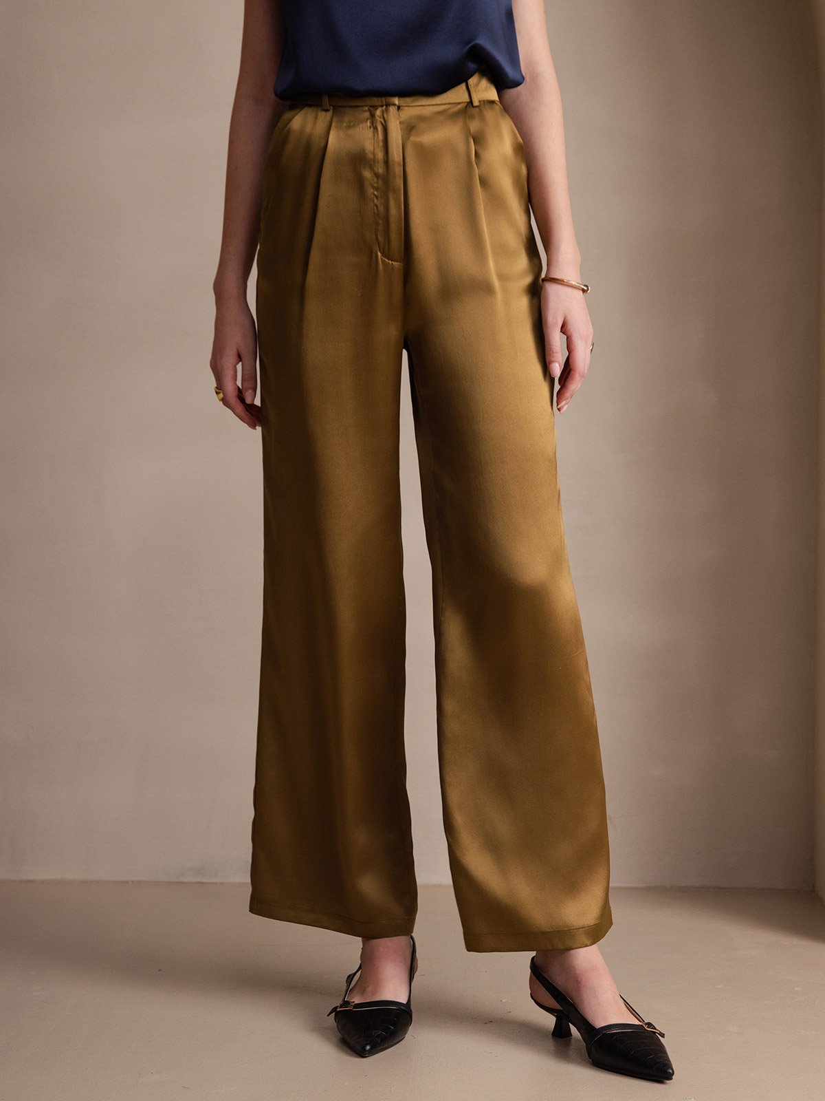 Pantalon de costume en soie classique et tendance 19 Momme, à jambes larges