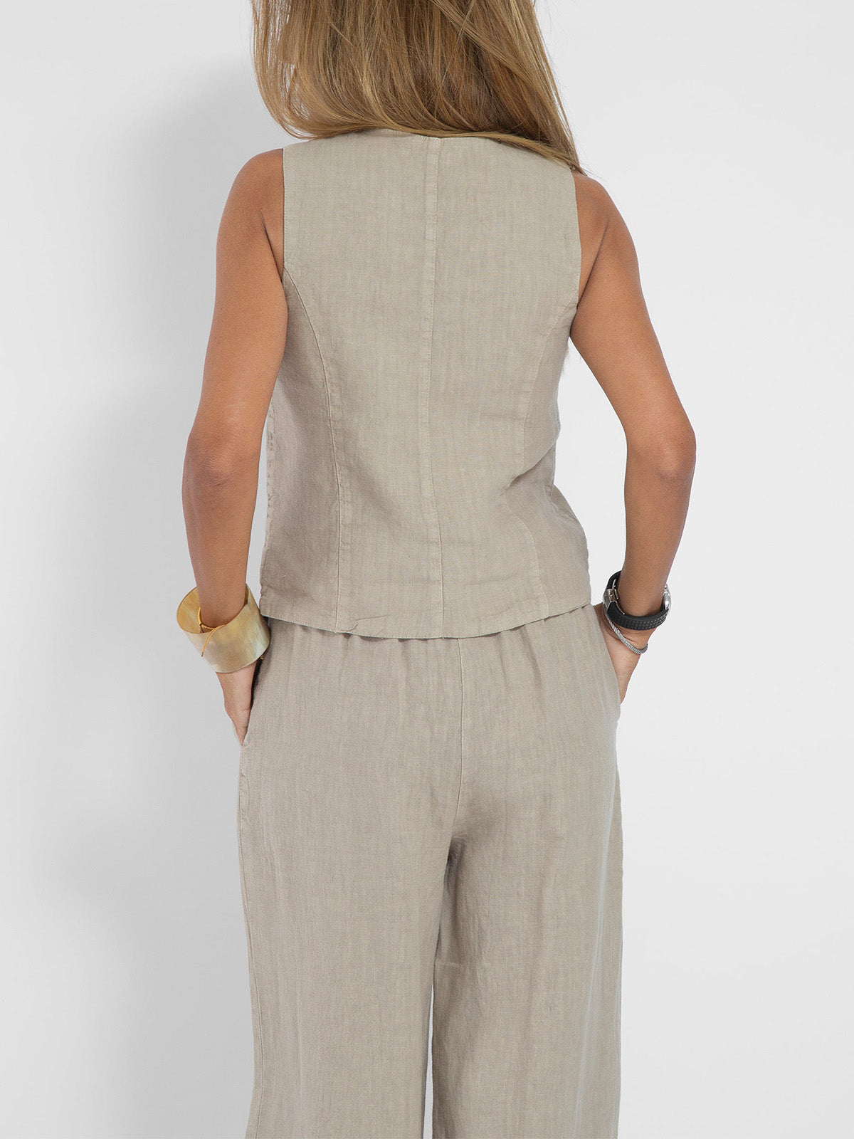 Aira™ – Ensemble composé d’un gilet boutonné et d’un pantalon à jambes larges