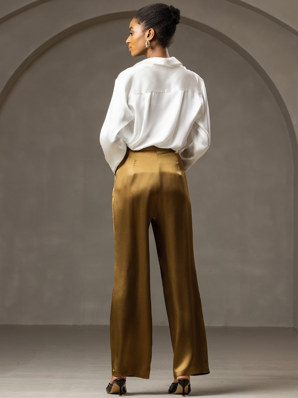Pantalon de costume en soie classique et tendance 19 Momme, à jambes larges