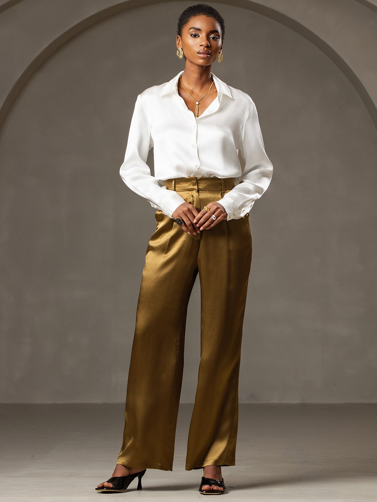 Pantalon de costume en soie classique et tendance 19 Momme, à jambes larges