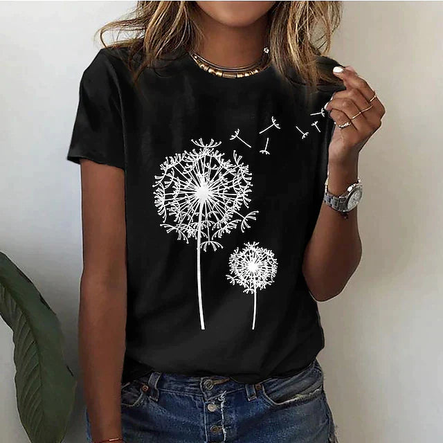 Jaleah - T-shirt élégant avec motif pissenlit