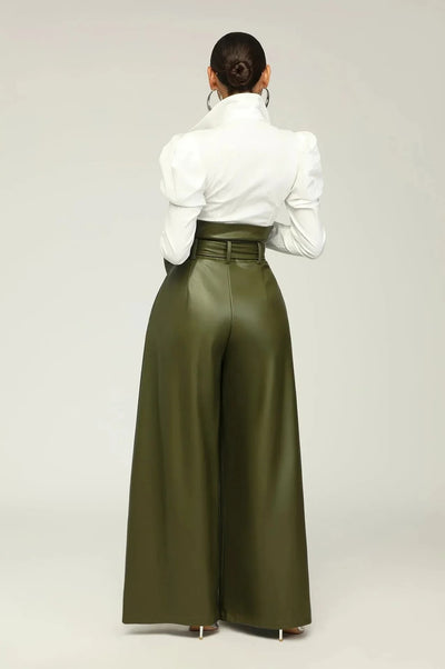 Sofie | Pantalon taille haute avec ceinture et fermeture éclair latérale