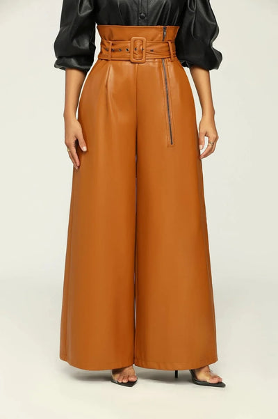 Sofie | Pantalon taille haute avec ceinture et fermeture éclair latérale