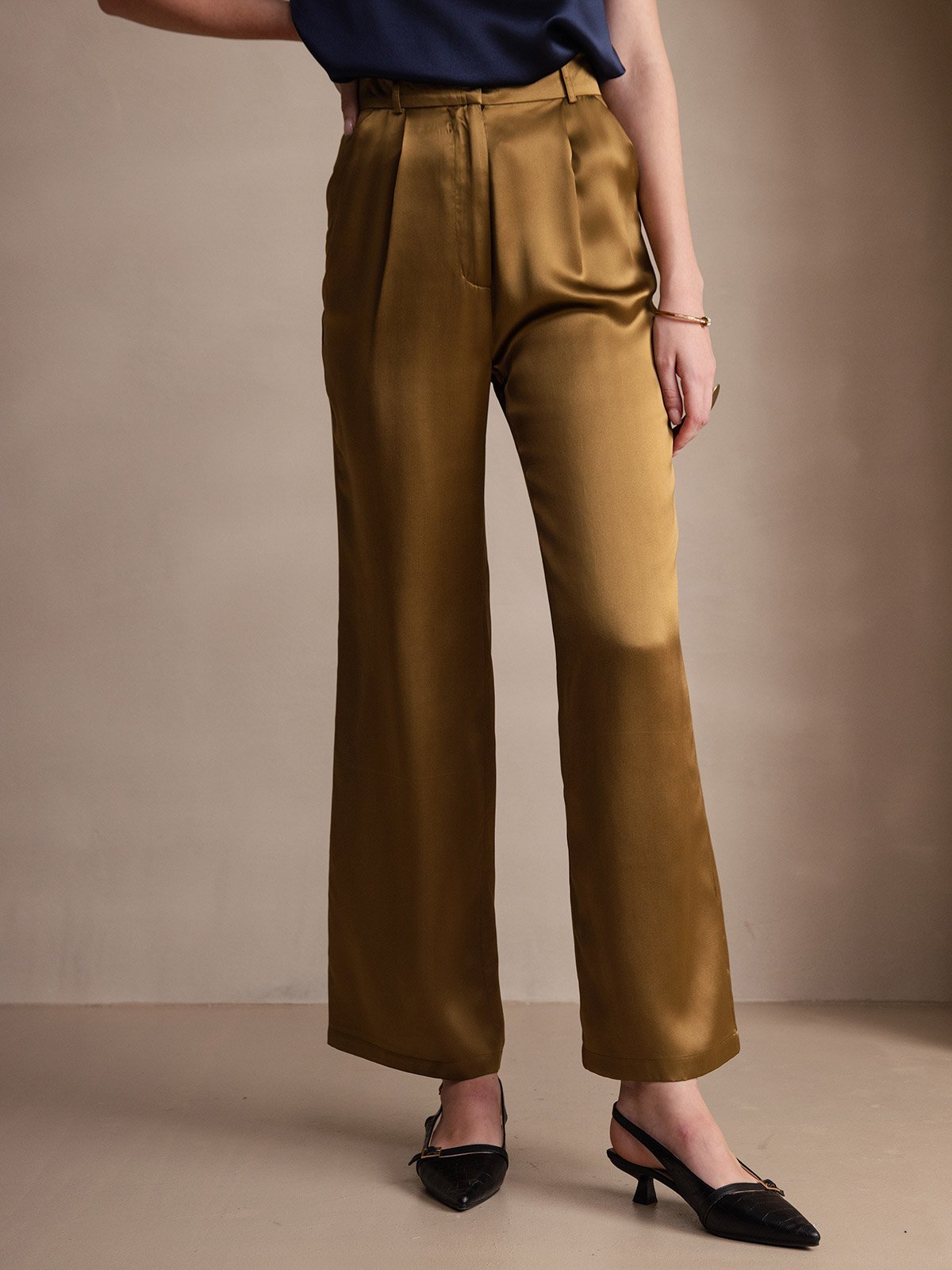Pantalon de costume en soie classique et tendance 19 Momme, à jambes larges