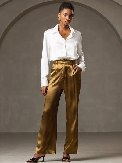 Pantalon de costume en soie classique et tendance 19 Momme, à jambes larges