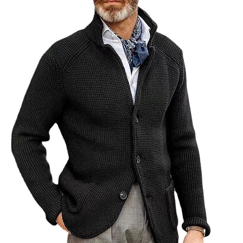 Blazer en maille décontracté pour homme à col montant